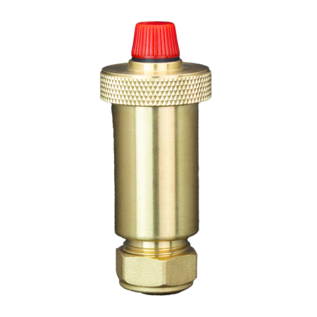 Automatic air vent 15mm brass fitting, designed for releasing trapped air from heating systems to improve efficiency and prevent airlocks.