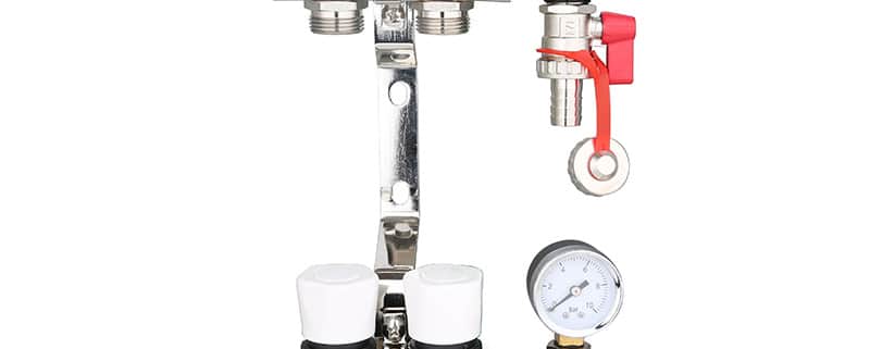 2-Port Brass/Nickel Manifold with Air Vent & Pressure Gauge