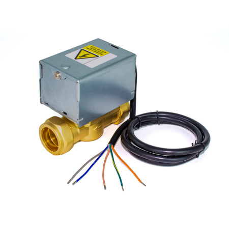 Kudos Trading 28mm 2-port motorised zone valve, designed for precise control of water flow in heating systems and compatible with underfloor or radiator zones.