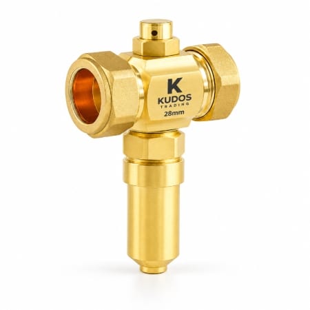 28mm ASHP antifreeze valve with compression connections for air source heat pump frost protection