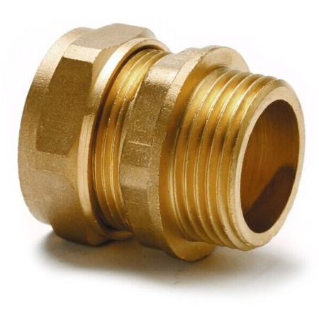 ZL 22-3/4 adaptor fitting, ¾ inch to 22mm brass connector for underfloor heating systems and blending valve installations.