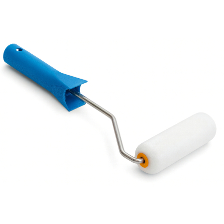 4-inch roller with sponge, designed for smooth and even application of floor primer during underfloor heating or flooring preparation.