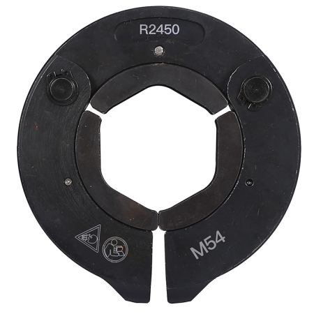 54mm M-Press Angled Jaw, durable steel pressing tool attachment designed for creating secure and leak-free joints in M-profile plumbing fittings.