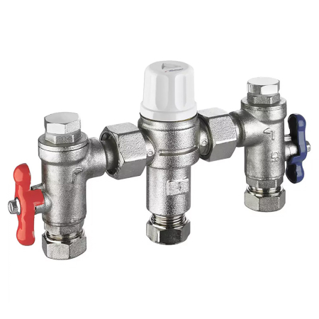 Reliance 15mm Heatguard 4-in-1 TMV3 thermostatic mixing valve with reliable temperature control for safe and efficient water mixing.