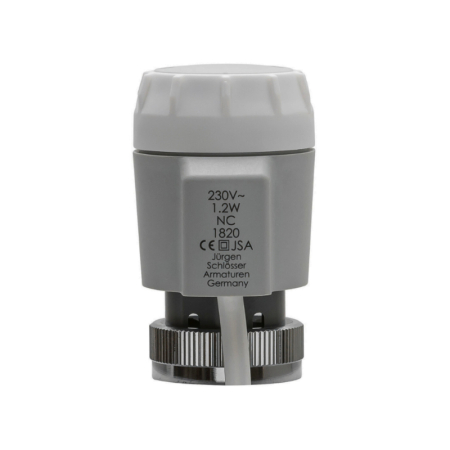 Reliance SKIT450019 UFH actuator thermoelectronic head 230V, motorised valve head for efficient underfloor heating manifold zone control.