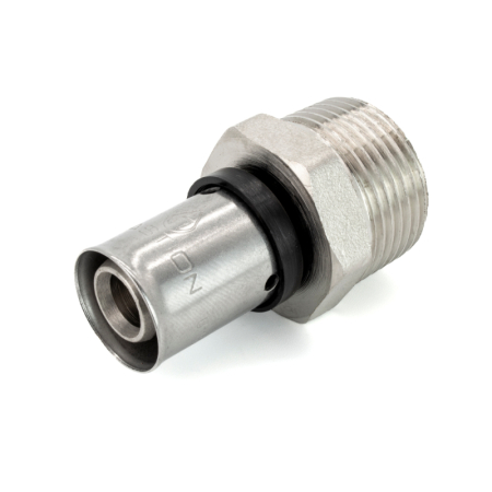 Kudos Trading U Press 16x3/4M male coupler union, durable brass fitting providing a secure threaded connection for underfloor heating and plumbing applications.