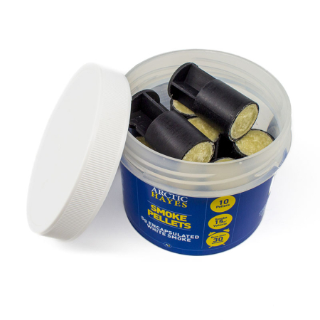 Arctic Hayes 5g white smoke cartridges pack of 10, generating dense smoke for leak detection, air flow testing, and ventilation inspection.