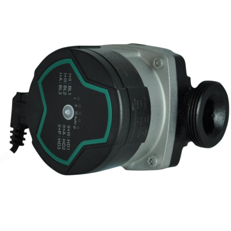 Bastion A‑rated underfloor heating circulator pump, compact black and silver unit with adjustable control for circulating water efficiently.