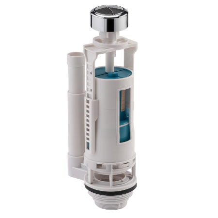 Dual flush toilet valve with adjustable flush control, designed for efficient water-saving performance and reliable toilet cistern operation.