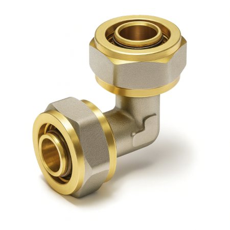 Kudos Trading 16mm x 16mm elbow coupling, designed for secure angled connections in MLCP and plumbing pipe installations.