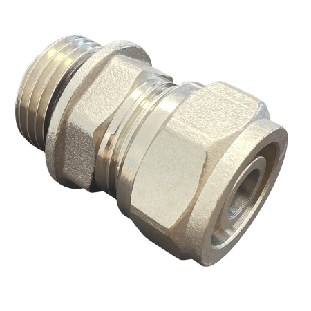 Eurocone adaptor for single room control pack, brass fitting designed for secure connection between manifold and underfloor heating pipework