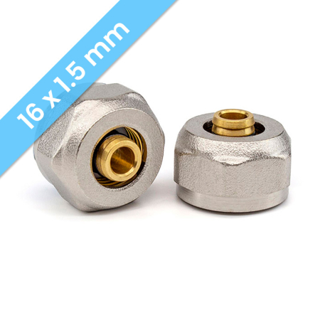 Eurocone 16x1.5mm pair for multi-layer PE underfloor heating pipes, robust brass fittings engineered for secure and leak-proof connections