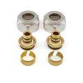 Eurocone 16x1.5mm pair for multi-layer PE underfloor heating pipes, robust brass fittings engineered for secure and leak-proof connections