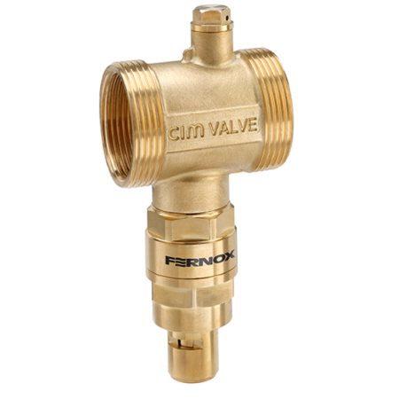 Fernox TF1 antifreeze valve 1 1/4", designed for easy draining and maintenance of heating systems while preventing fluid loss and contamination.