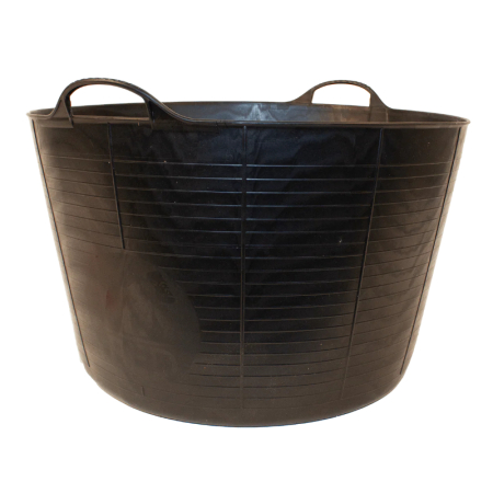 Gorilla Tub ex large 75L black flexible tub, designed for versatile use in mixing, carrying, and storage for building, gardening, and DIY tasks.