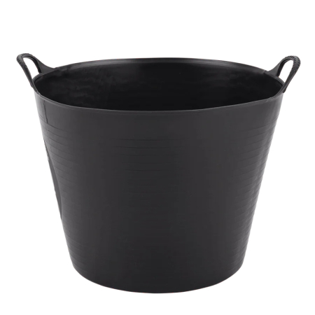 Gorilla Tub meduim 26L black flexible tub, designed for versatile use in mixing, carrying, and storage for building, gardening, and DIY tasks.