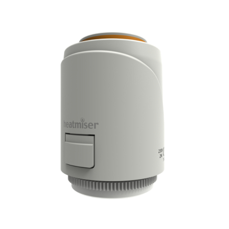 Heatmiser 230V actuator normally closed, reliable valve actuator for controlling water flow in underfloor heating manifolds and zones.