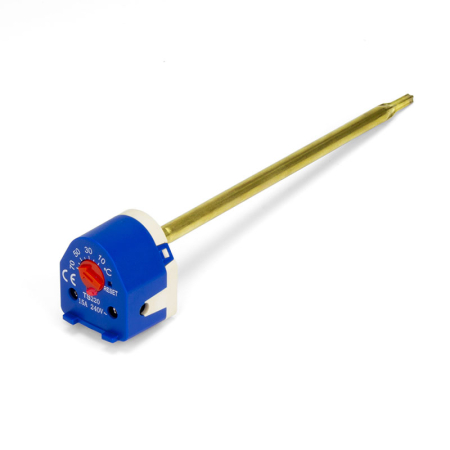 7-inch immersion heater with dual safety thermostat, designed for efficient water heating and reliable temperature control.