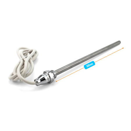 Kudos Trading 200W towel rail element with dual fuel tee, providing efficient electric heating and compatibility with central heating systems