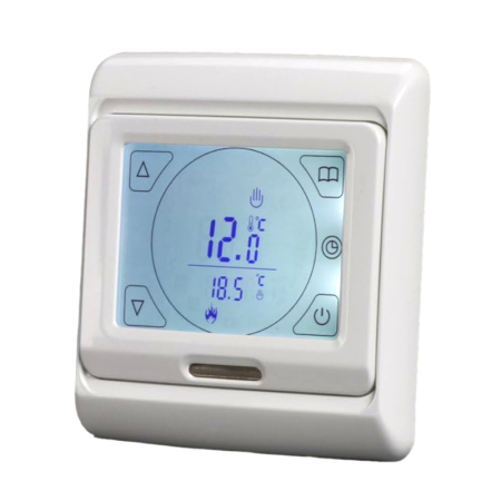 Kudos Trading touchscreen thermostat 3A model ZL 2059 for water underfloor heating, offering precise digital temperature control and modern design.