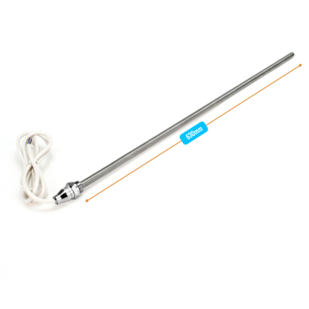 Kudos Trading 600W towel rail element with dual fuel tee, providing efficient electric heating and compatibility with central heating systems