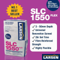Larsen 1550 Flex Universal Fibre Levelling Compound, flexible self-levelling floor compound for 3–50mm depths, suitable for underfloor heating and varied substrates.1