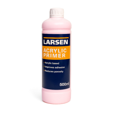 Larsen Standard Acrylic Floor Primer 500ml yellow liquid primer for sealing porous substrates and improving adhesion before applying levelling compounds or adhesives.