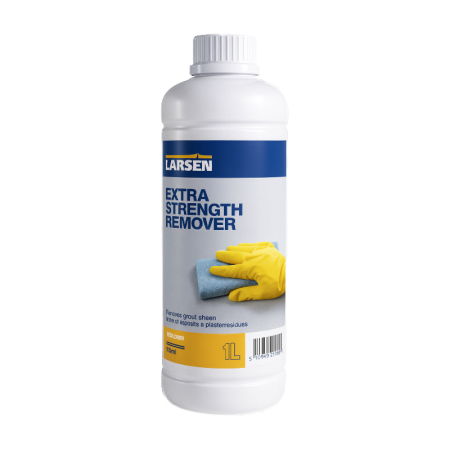 Larsen Extra Strength Cement Remover, powerful cleaning solution for removing cement, mortar, and limescale from tiles, brick, and concrete surfaces.