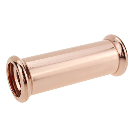 Copper sleeve coupling for M-Press fittings, securely joins copper pipe sections.