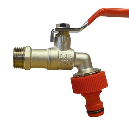 Kudos Trading outside tap plastic head bibcock valve with durable metal body and easy-grip handle for reliable water flow control.