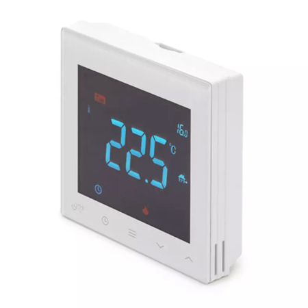 Reliance STAT100020 battery-powered RF programmable thermostat in white, wireless controller for managing water underfloor heating systems.