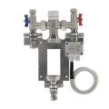 single room control pack for underfloor heating systems, compact manifold unit with blending valve and flow gauge for precise temperature regulation