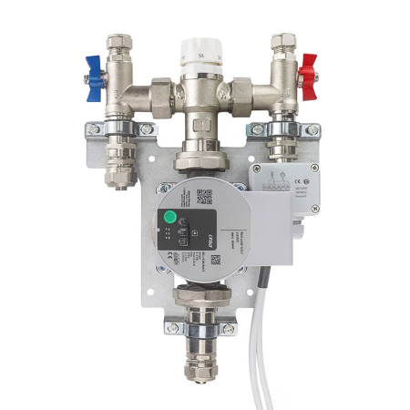 single zone control pack with A-rated Wilo pump for underfloor heating systems, energy-efficient mixing valve unit for accurate temperature control