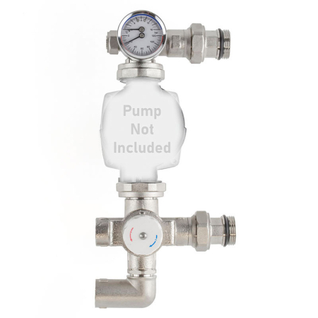 ZL 2536 pump station with integrated blending valve for underfloor heating systems, compact manifold unit designed for efficient temperature control.
