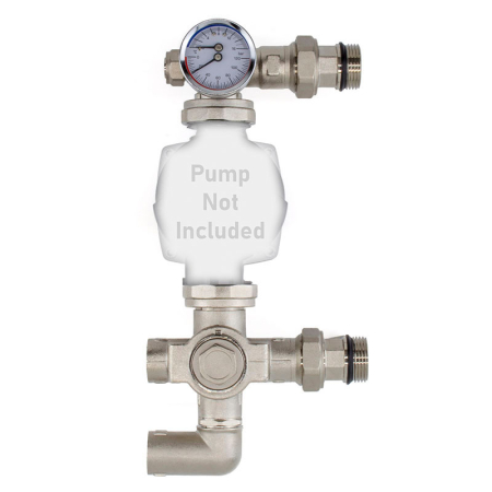 ZL 2536C non-mixing pump station with blending valve for underfloor heating systems, durable manifold unit for precise water temperature regulation.