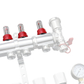 Kudos Trading underfloor heating manifold flow meter transparent gauge for monitoring and adjusting water flow rates, ensuring balanced heating across all circuits.