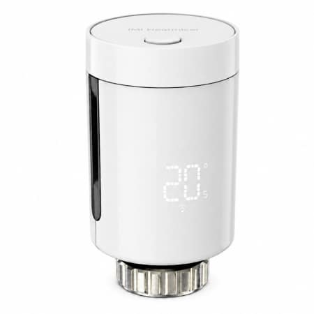 Heatmiser neoFlo smart thermostatic radiator head for room by room radiator heating control with neoHub G3 app integration front top view