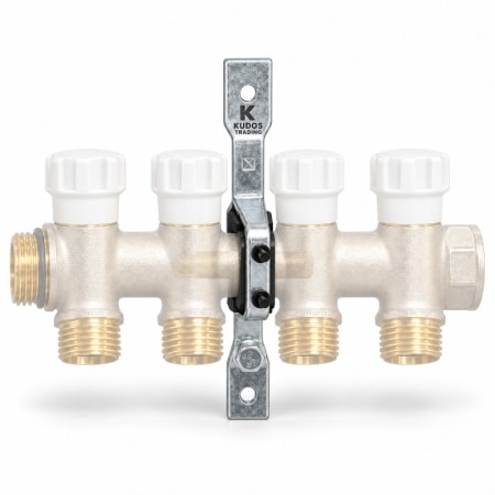 Plumbing manifold bracket for securely mounting hot and cold water distribution manifolds fitted