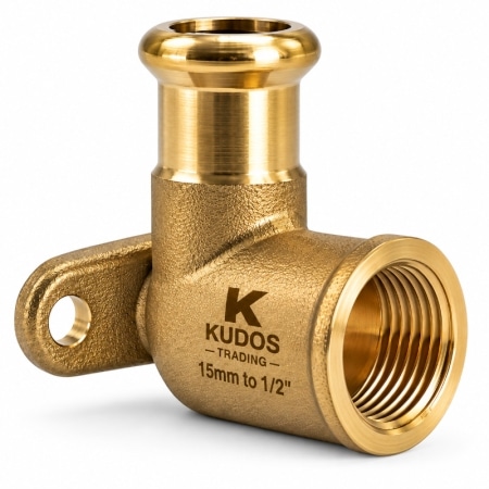 M Press copper wall plate elbow with female threaded outlet and fixing plate for secure water pipe
