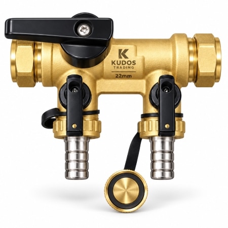 22mm fill and flush valve for air source heat pumps, central heating and underfloor heating systems