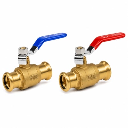 M Press copper full bore lever ball valve with M profile press connections for water and heating pipework both