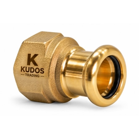 Brand M Press copper female coupler for connecting 15mm to 54mm copper water pipework to compatible male threaded fittings