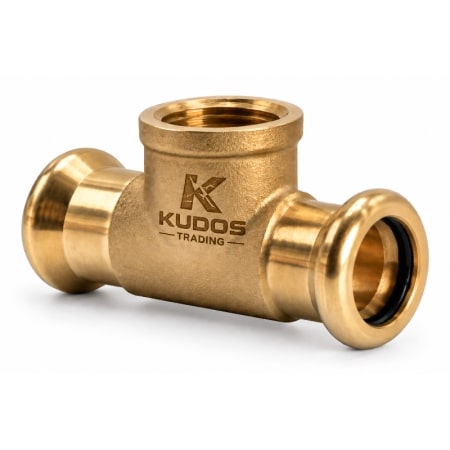 Brand M Press copper female tee with two press connections and female threaded branch for 15mm to 54mm copper water pipework