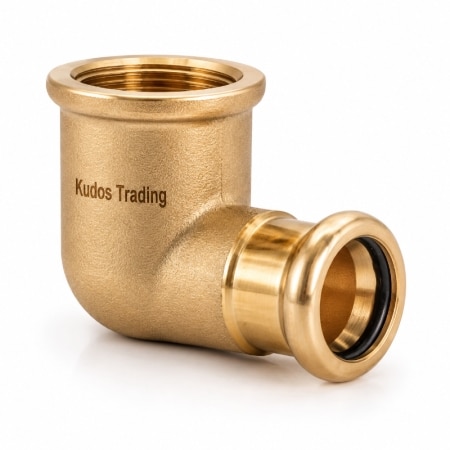 M Press copper 90 degree female elbow with press connection and female thread for water and heating pipework master