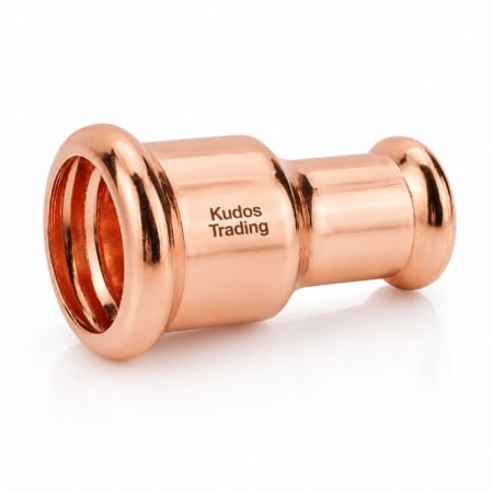 M Press copper reducing coupler for connecting different sizes of copper pipe in water and heating systems master